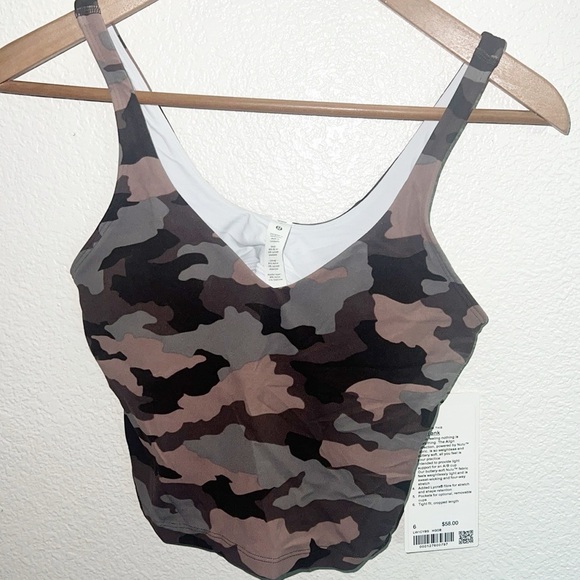 Lululemon Camo Nulu V Neck Built In Bra Align Tank Top New - Picture 2 of 10